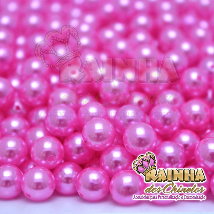 Perolas Abs Rosa Brilhante Com Furo 10mm Rainha Dos Chinelos